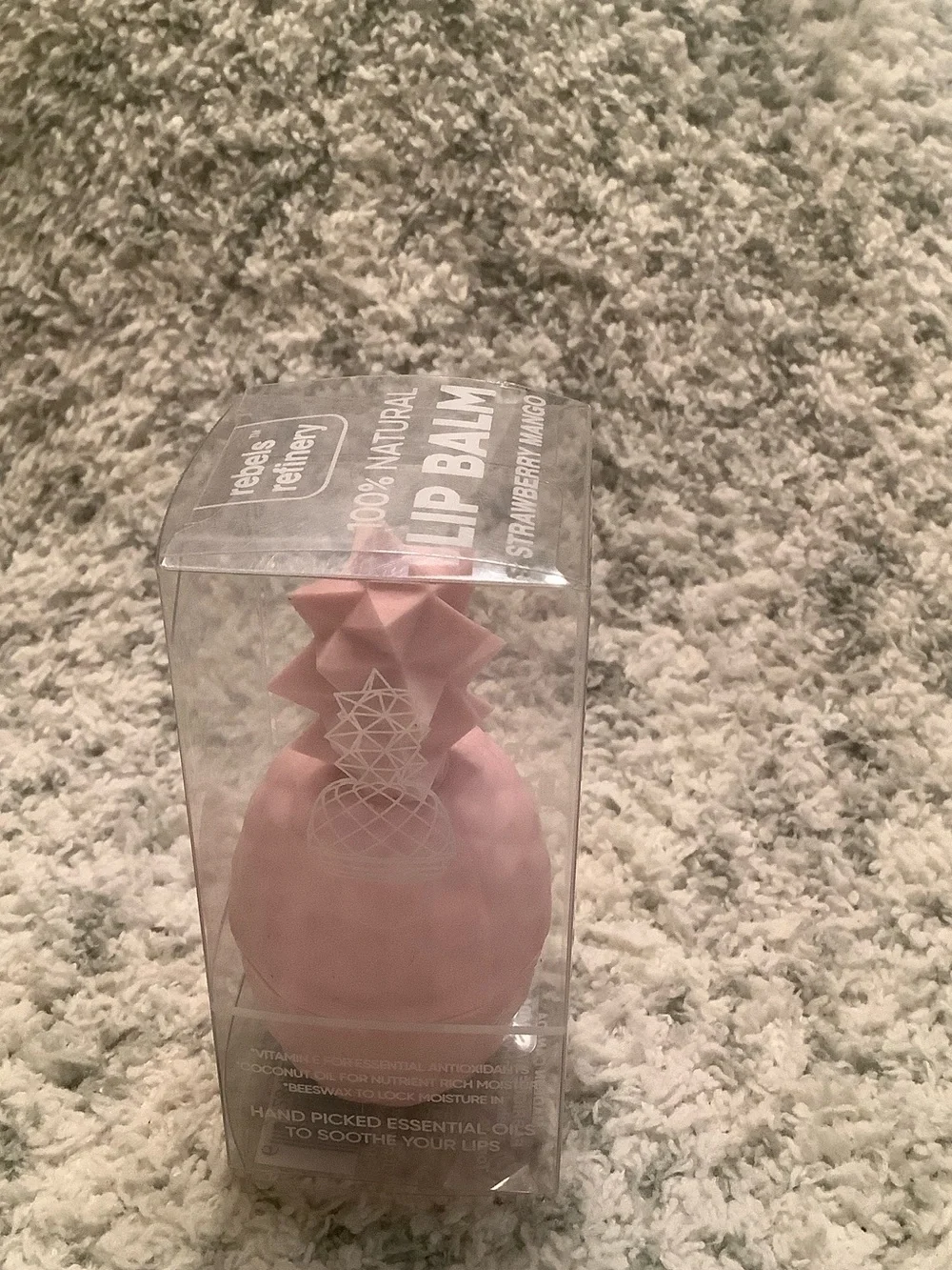 Rebels Refinery Pink Pineapple Lip Balm Flavored Strawberry Mango NWT %100 natur